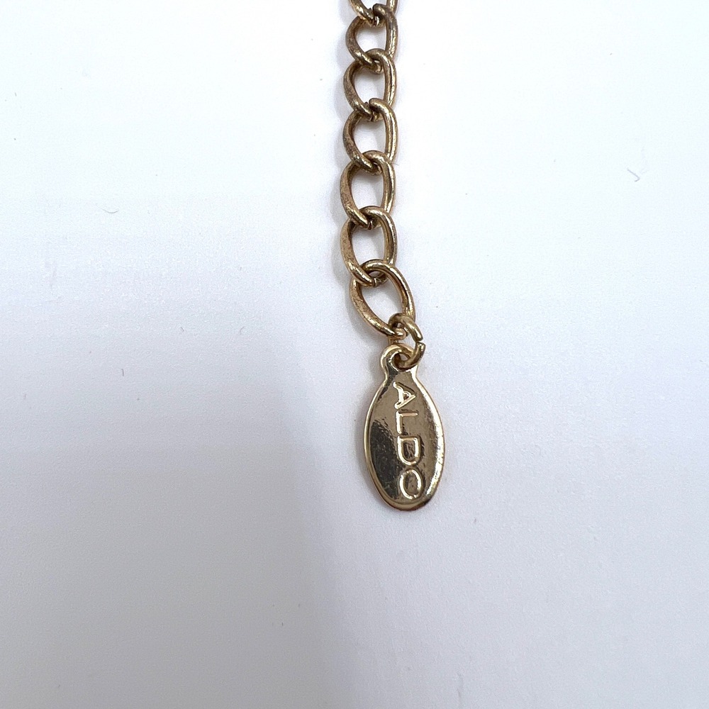 Aldo Gold Tone Multi Strand Chunky Link Statement Bib Necklace Layered Chain - Picture 7 of 7